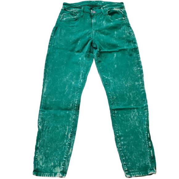 Goldsign Glam boyfriend ankle Bleached Green 5 pockets denim Jeans Size 27 NWOT - Picture 1 of 14